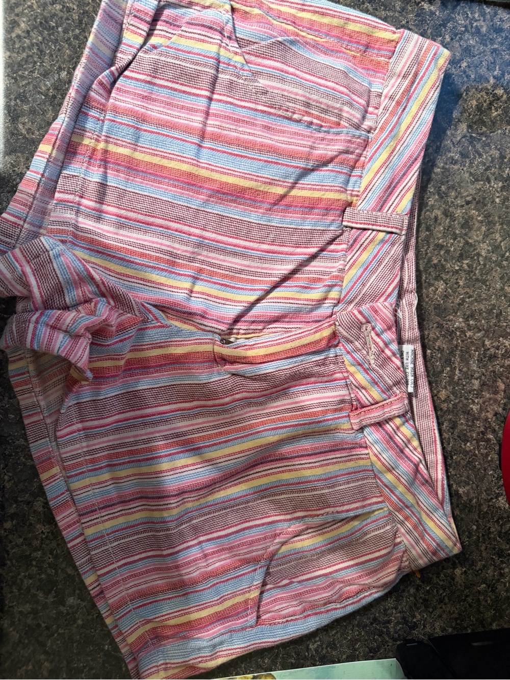 lei Multicolor Striped Women's Shorts - Pink, Blue, Yellow